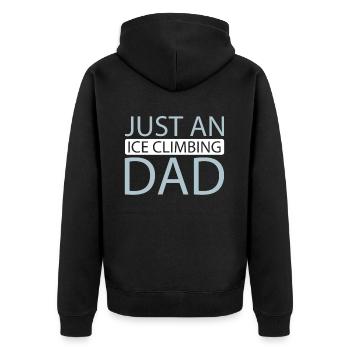 Eisklettern Just An Ice Climbing Dad - Unisex Premium Bio Zip Hoodie - Schwarz - Hinten - Nico (187cm)