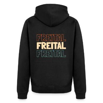 Deutsche Stadt Freital Sachsen - Unisex Premium Bio Zip Hoodie - Schwarz - Hinten - Nico (187cm)
