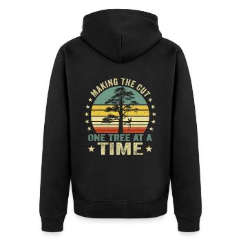 Arborist Baumpfleger Baumkletterer Baumklettern - Unisex Premium Bio Zip Hoodie - Schwarz - Hinten - Nico (187cm)