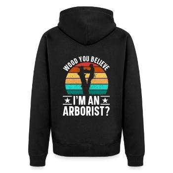 Arborist Baumpfleger Baumkletterer Baumklettern - Unisex Premium Bio Zip Hoodie - Schwarz - Hinten - Nico (187cm)