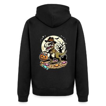 Drôle de T-Rex Zombie Aime Les Bonbons - Veste à capuche bio Premium Unisexe - noir - Dos - Nico (187cm)