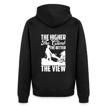 Arborist Baumpfleger Baumkletterer Baumklettern - Unisex Premium Bio Zip Hoodie - Schwarz - Hinten - Nico (187cm)