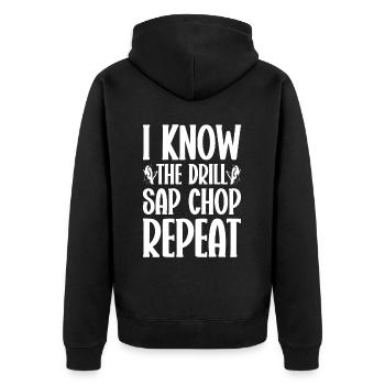 Arborist Baumpfleger Baumkletterer Baumklettern - Unisex Premium Bio Zip Hoodie - Schwarz - Hinten - Nico (187cm)