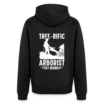 Arborist Arborist Tree Climber Tree Climbing - Unisex Premium Organic Zip Hoodie - black - Back - Nico (187cm)
