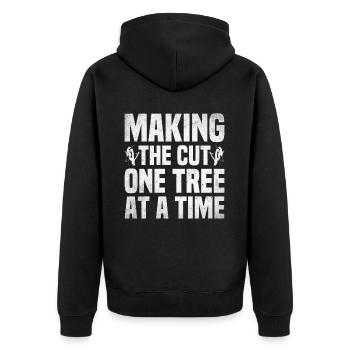 Arborist Baumpfleger Baumkletterer Baumklettern - Unisex Premium Bio Zip Hoodie - Schwarz - Hinten - Nico (187cm)