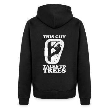 Arborist Baumpfleger Baumkletterer Baumklettern - Unisex Premium Bio Zip Hoodie - Schwarz - Hinten - Nico (187cm)