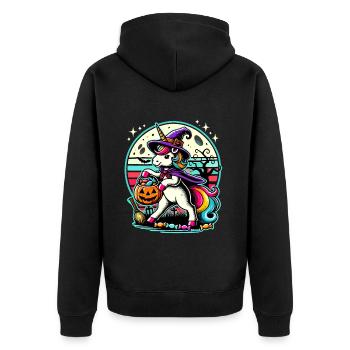 Truc ou friandise d'Halloween drôle de licorne de sorcière - Veste à capuche bio Premium Unisexe - noir - Dos - Nico (187cm)