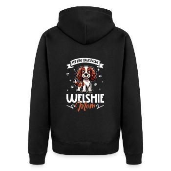 Welsh Springer Spaniel Mom - Unisex Premium Organic Zip Hoodie - black - Back - Nico (187cm)
