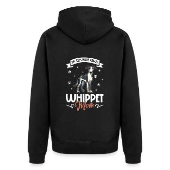 Whippet Mama - Unisex Premium Bio Zip Hoodie - Schwarz - Hinten - Nico (187cm)