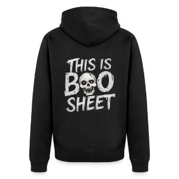 Halloween Skelett Scary Spooky Horror Party - Unisex Premium Bio Zip Hoodie - Schwarz - Hinten - Nico (187cm)
