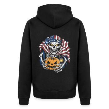 Halloween Squelette Effrayant Effrayant Horreur Fête - Veste à capuche bio Premium Unisexe - noir - Dos - Nico (187cm)
