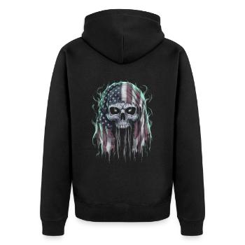 Halloween Skelett Scary Spooky Horror Party - Unisex Premium Bio Zip Hoodie - Schwarz - Hinten - Nico (187cm)