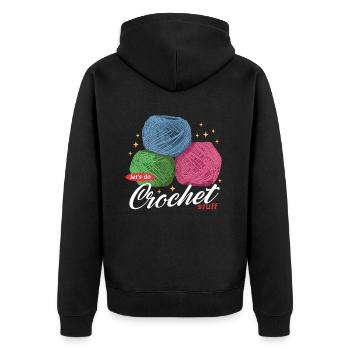 Crochet Crocheter Crocheter Gift - Unisex Premium Organic Zip Hoodie - black - Back - Nico (187cm)
