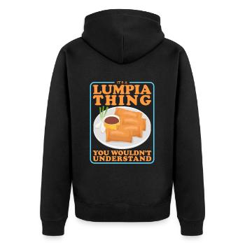 Lumpia Spring Rolls Loempia Gift - Unisex Premium Organic Zip Hoodie - black - Back - Nico (187cm)