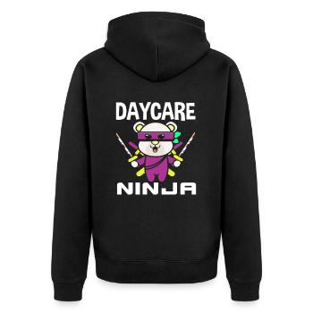 Kita Ninja Bear - Unisex Premium Organic Zip Hoodie - black - Back - Nico (187cm)