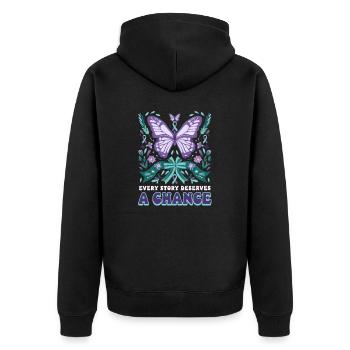 Sensibilisation au suicide : chaque histoire mérite une chance - Veste à capuche bio Premium Unisexe - noir - Dos - Nico (187cm)