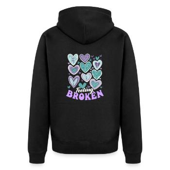 Suicide Awareness Feeling Broken - Unisex Premium Organic Zip Hoodie - black - Back - Nico (187cm)