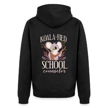 School Counselor Koala Koala-Fied - Unisex Premium Bio Zip Hoodie - Schwarz - Hinten - Nico (187cm)