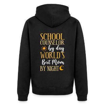 School Counselor Mom School - Unisex Premium Organic Zip Hoodie - black - Back - Nico (187cm)