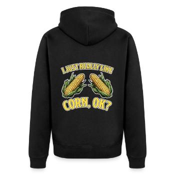 Corn on the cob saying corn funny corn on the cob gift - Unisex Premium Organic Zip Hoodie - black - Back - Nico (187cm)