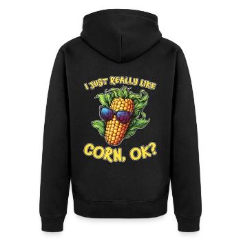 Corn on the cob saying corn funny corn on the cob gift - Unisex Premium Organic Zip Hoodie - black - Back - Nico (187cm)