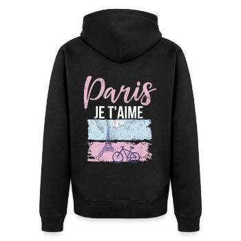Frankreich Paris Eiffelturm Frankreich Flagge - Unisex Premium Bio Zip Hoodie - Schwarz - Hinten - Nico (187cm)