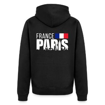 Frankreich Paris Eiffelturm Frankreich Flagge - Unisex Premium Bio Zip Hoodie - Schwarz - Hinten - Nico (187cm)