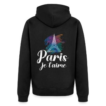 Frankreich Paris Eiffelturm Frankreich Flagge - Unisex Premium Bio Zip Hoodie - Schwarz - Hinten - Nico (187cm)