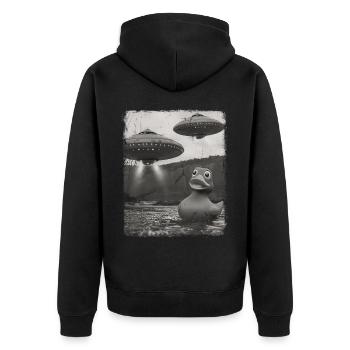 Rubber Duck Duckie UFO Alien Außerirdischer Selfie - Unisex Premium Organic Zip Hoodie - black - Back - Nico (187cm)
