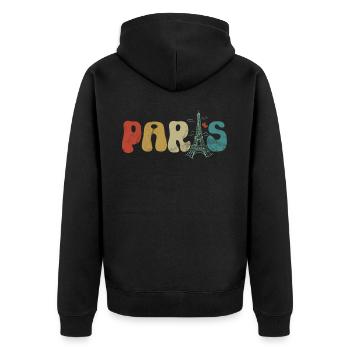 Frankreich Paris Eiffelturm Frankreich Flagge - Unisex Premium Bio Zip Hoodie - Schwarz - Hinten - Nico (187cm)