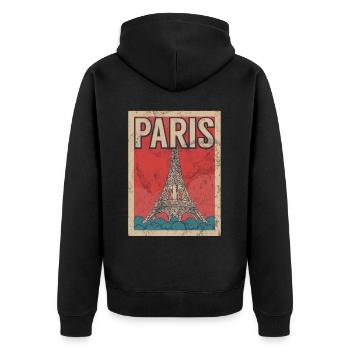 Frankreich Paris Eiffelturm Frankreich Flagge - Unisex Premium Bio Zip Hoodie - Schwarz - Hinten - Nico (187cm)