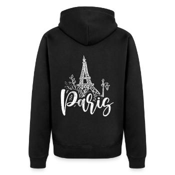 Frankreich Paris Eiffelturm Frankreich Flagge - Unisex Premium Bio Zip Hoodie - Schwarz - Hinten - Nico (187cm)
