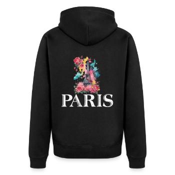 France Paris Tour Eiffel France Drapeau - Veste à capuche bio Premium Unisexe - noir - Dos - Nico (187cm)