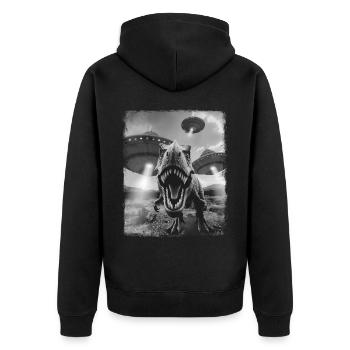 T-Rex Dinosaure Tyrannosaure Rex OVNI Außerirdis - Veste à capuche bio Premium Unisexe - noir - Dos - Nico (187cm)