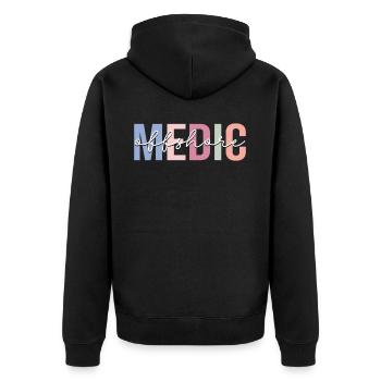 Offshore-Sanitäter - Unisex Premium Bio Zip Hoodie - Schwarz - Hinten - Nico (187cm)