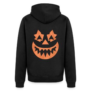 Halloween Kostüm Kürbis Scary Spooky Horror Party - Unisex Premium Bio Zip Hoodie - Schwarz - Hinten - Nico (187cm)