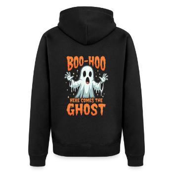 Halloween Ghost Ghost - Unisex Premium Organic Zip Hoodie - black - Back - Nico (187cm)