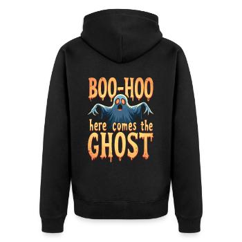 Halloween Ghost Ghost - Unisex Premium Organic Zip Hoodie - black - Back - Nico (187cm)