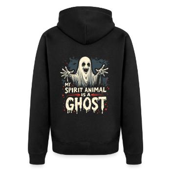 Halloween Ghost Ghost - Unisex Premium Organic Zip Hoodie - black - Back - Nico (187cm)