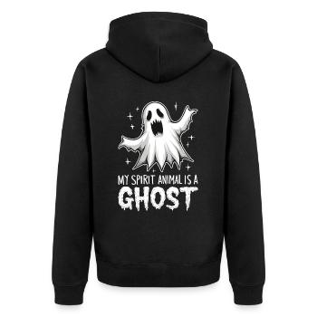 Halloween Ghost Ghost - Unisex Premium Organic Zip Hoodie - black - Back - Nico (187cm)