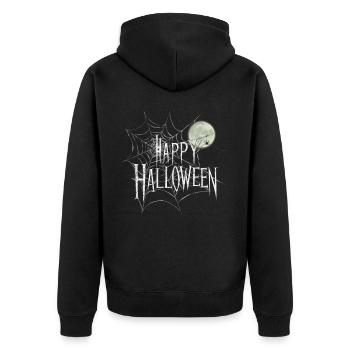 Halloween Kostüm Kürbis Scary Spooky Horror Party - Unisex Premium Bio Zip Hoodie - Schwarz - Hinten - Nico (187cm)