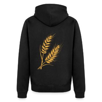 Weizen - Unisex Premium Bio Zip Hoodie - Schwarz - Hinten - Nico (187cm)
