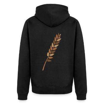 Weizen - Unisex Premium Bio Zip Hoodie - Schwarz - Hinten - Nico (187cm)