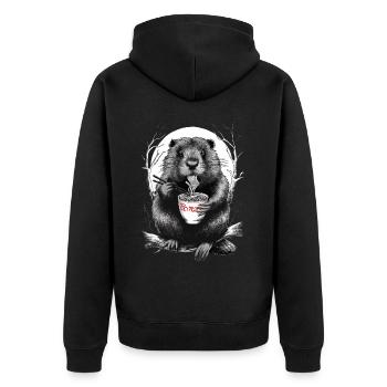 Biber - Unisex Premium Bio Zip Hoodie - Schwarz - Hinten - Nico (187cm)