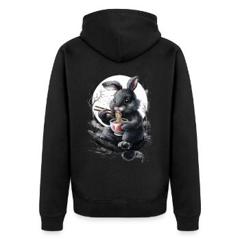 Hase - Unisex Premium Bio Zip Hoodie - Schwarz - Hinten - Nico (187cm)