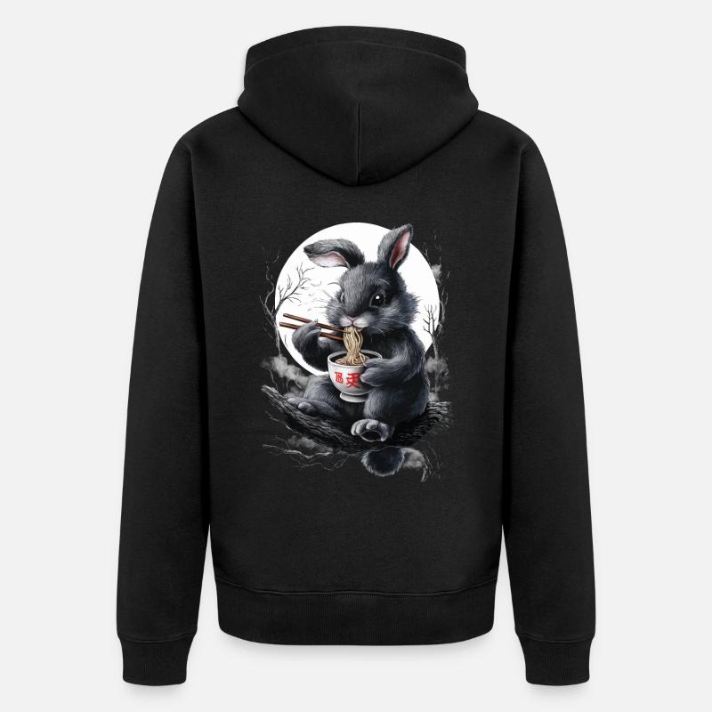 Hase - Unisex Premium Bio Zip Hoodie - Schwarz