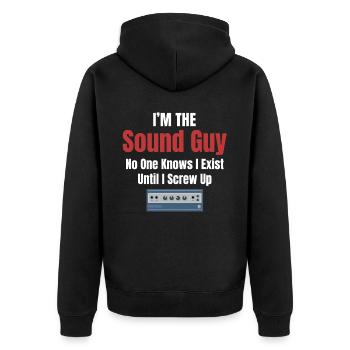 Ich Bin Der Sound-typ, Von Dem Niemand Weiß, Dass - Unisex Premium Bio Zip Hoodie - Schwarz - Hinten - Nico (187cm)