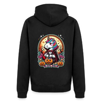 Drôle de licorne vampire aime les bonbons - Veste à capuche bio Premium Unisexe - noir - Dos - Nico (187cm)