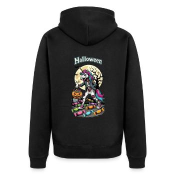 Drôle de licorne zombie aime les bonbons - Veste à capuche bio Premium Unisexe - noir - Dos - Nico (187cm)