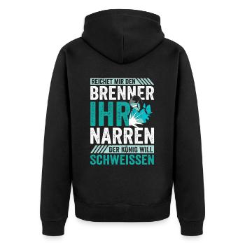 Schweißer Brenner Schweißen - Unisex Premium Bio Zip Hoodie - Schwarz - Hinten - Nico (187cm)